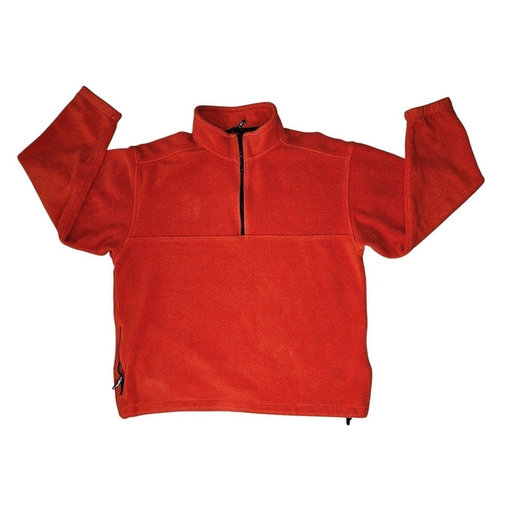 Eddie Bauer EBTEK Fleece Pullover Men's L Orange 1/4Zip Y2K #61642